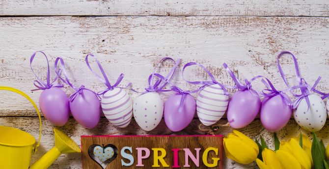 Spring, colorful, eggs, celebrations, tulips wallpaper