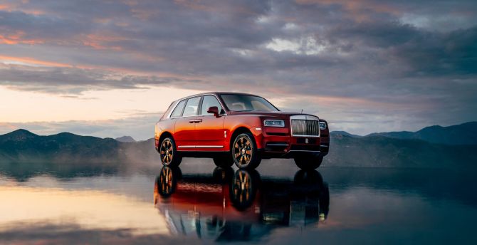 Off-road, Rolls-Royce Cullinan, red luxury car wallpaper