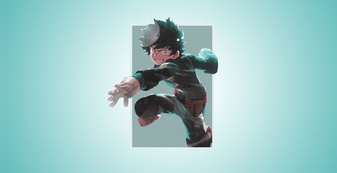 Angry, Izuku Midoriya, anime boy, minimal wallpaper