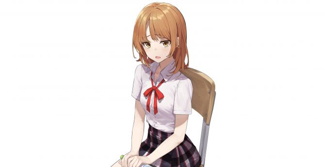 Anime, cute and blonde, school dress, art wallpaper
