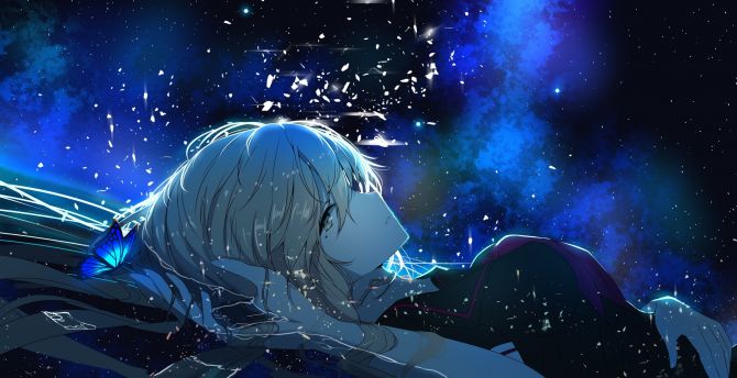Stardust, anime girl, Vocaloid, dark wallpaper