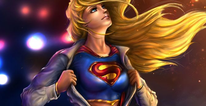 Beautiful and blonde, supergirl, artwork wallpaper