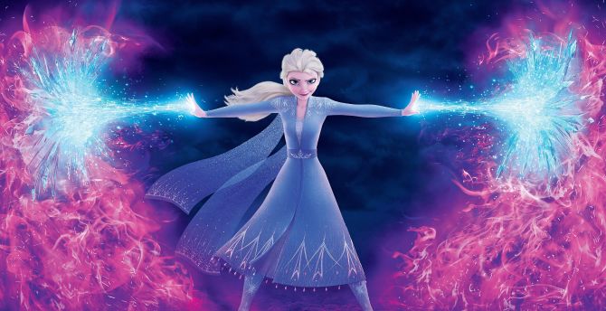Snow fire, Elsa, Frozen part 2, movie wallpaper