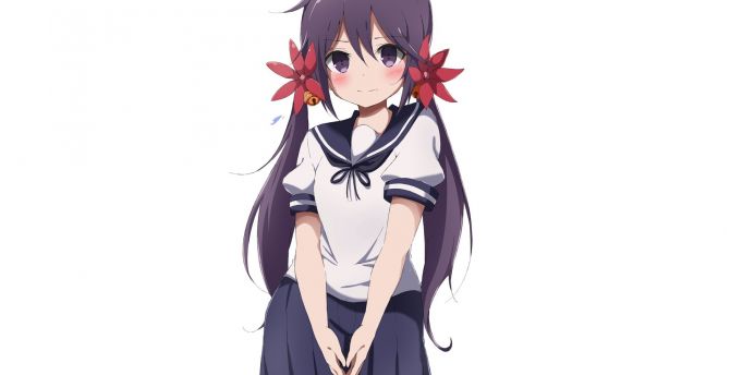 Akebono, kancolle, cute anime girl, school dress wallpaper