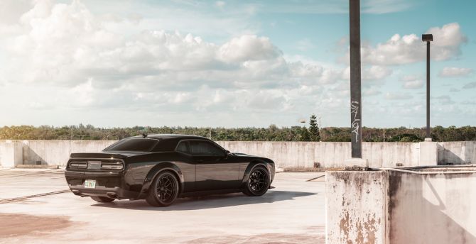 Black, Dodge Challenger SRT, muscle car, 2019 wallpaper