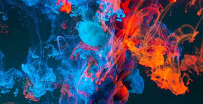 Ink dipping, underwater, close up, colorful wallpaper