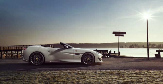 Off-road, white sports car, Ferrari Portofino wallpaper