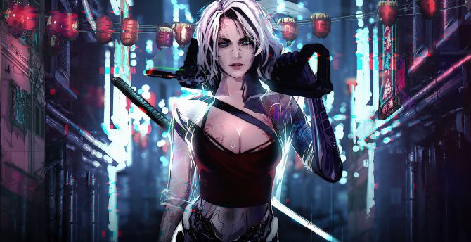 Beautiful, cyborg girl, fantasy, art wallpaper