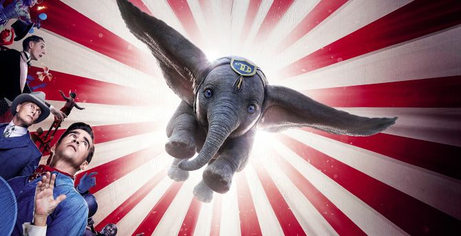 Dumbo, flying elephant, cute animal, poster wallpaper