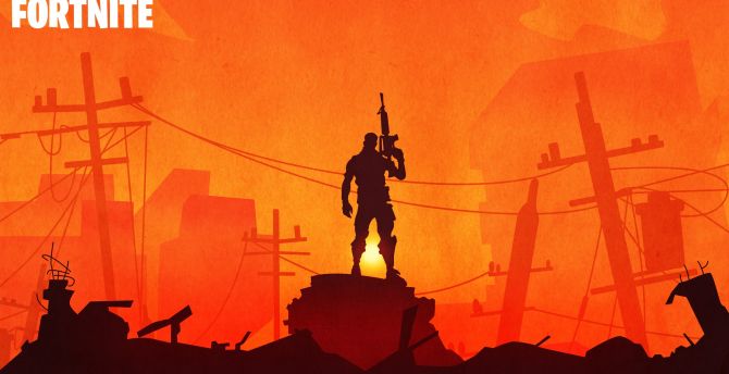 Fortnite, silhouette, video game, soldier wallpaper
