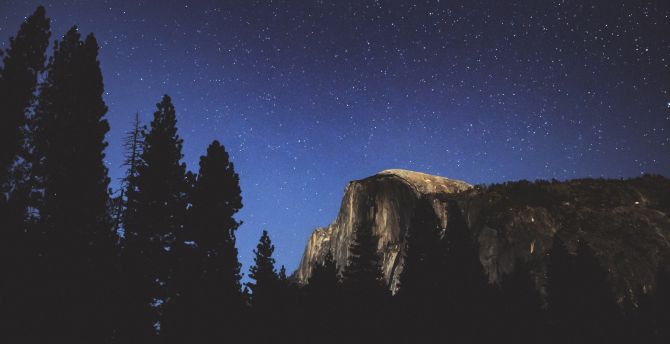 Yosemite valley, half dome, night wallpaper