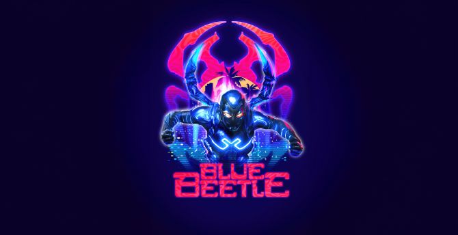 Blue Beetle, superhero movie, art wallpaper