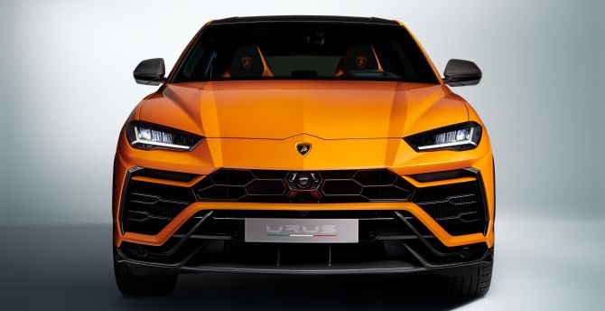 Orange car, Lamborghini Urus, SUV, front-view wallpaper
