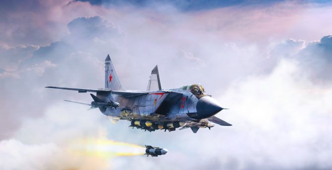 Mikoyan MiG-31, fighter aircraft, airplane, clouds wallpaper