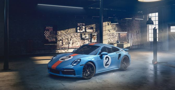 Porsche 911 Turbo S Rodriguez, blue sportcar wallpaper