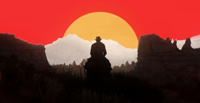 Red Dead Redemption 2, 2021, silhouette wallpaper
