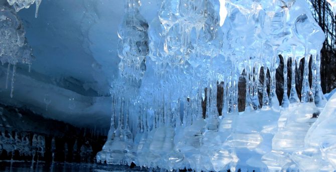 Icicle, snowfrost, winter, nature wallpaper