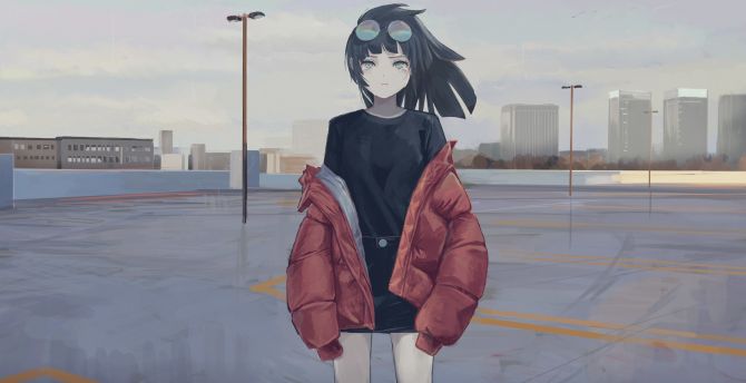 Wallpaper anime girl, art, jacket, sunglasses, cry desktop wallpaper, hd  image, picture, background, 59fd62 | wallpapersmug