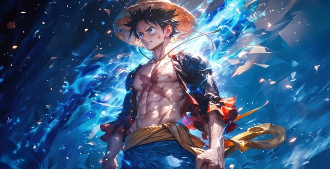 Monkey D. Luffy, pirate warrior, leader of pirates, anime  wallpaper
