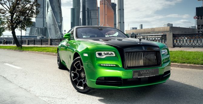 Rolls-Royce Wraith, green-black car, 2019 wallpaper