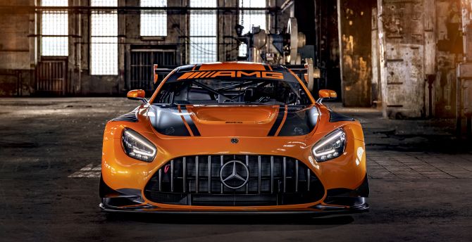 Mercedes-AMG GT3, orange car, 2019 wallpaper