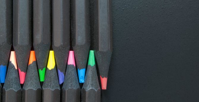 Pencils, colorful tip, gray wallpaper