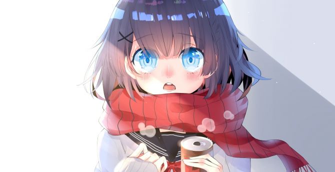 Curious, anime girl, beautiful, blue eyes wallpaper