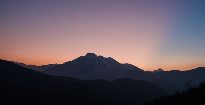Sunset, mountains, dusk, silhouette wallpaper