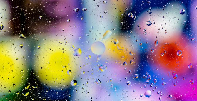 Blur, colorful surface, droplets wallpaper