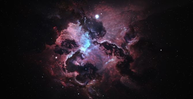 Nebula, dark, space, stars, clouds, art wallpaper