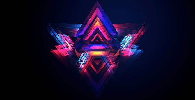 Facets, multicolored triangular shapes, abstract wallpaper