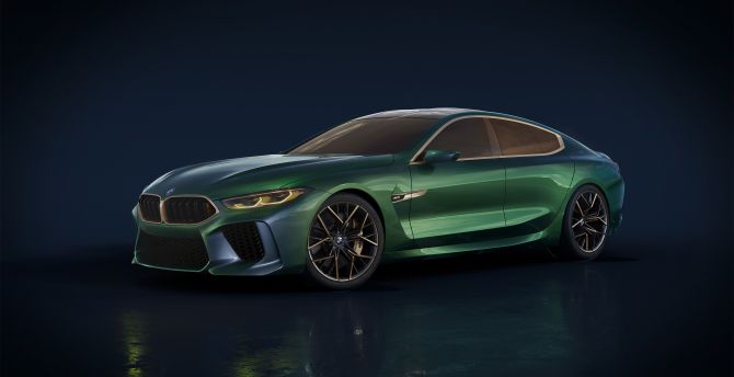 Luxurious, BMW M8 Gran Coupe, side view wallpaper