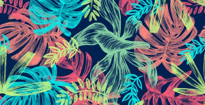 Wallpaper illustration, digital art, leaf, colorful desktop wallpaper