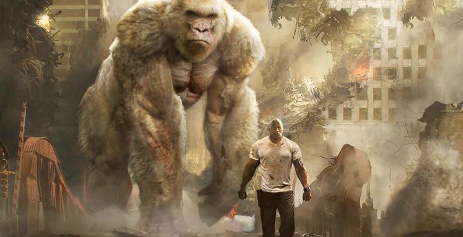 Rampage, movie, big gorilla, 2018 wallpaper