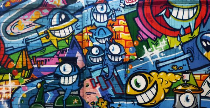 Graffiti, wall art, bright, street wall wallpaper