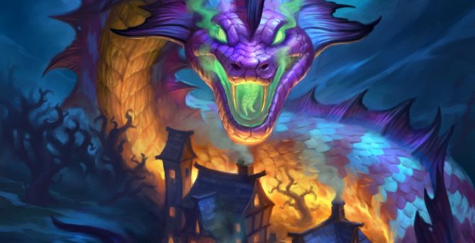 Dragon, hearthstone: the witchwood, card game wallpaper