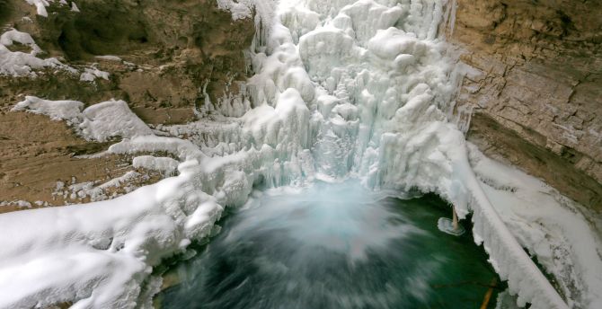 Frozen waterfall, nature, winter wallpaper