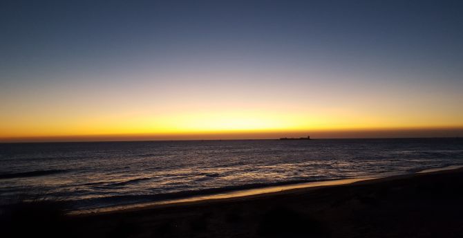 Sky, twilight, sunset, nature, beach, sea wallpaper