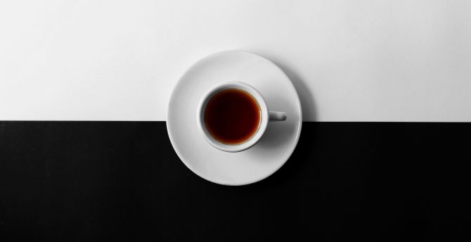 Desktop Wallpaper Cup Tea Black White Minimal Hd Image Picture Background 5ece7a