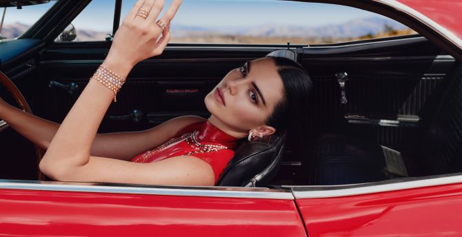 2023 Kendall Jenner, Messika Brand Red wallpaper