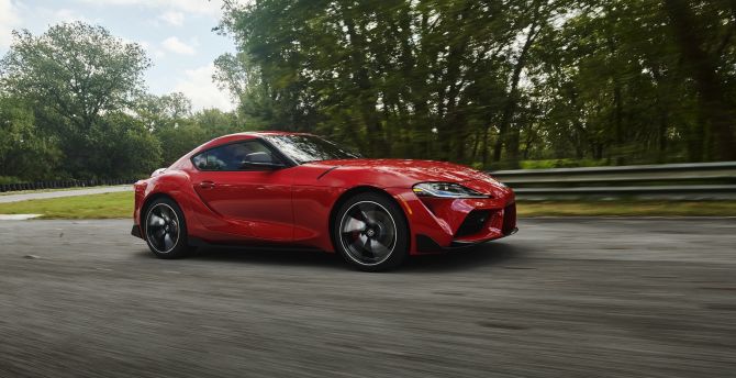 Red, on-road, Toyota Supra wallpaper