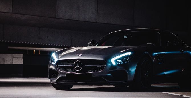 Luxurious car, black Mercedes-Benz wallpaper