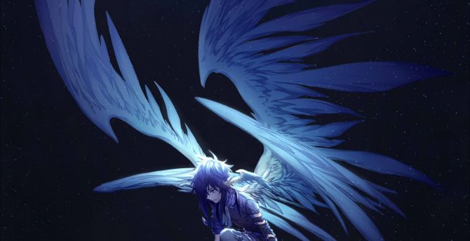 Wallpaper dark, big wings, angel, fantasy, anime desktop wallpaper, hd  image, picture, background, 6097fa | wallpapersmug