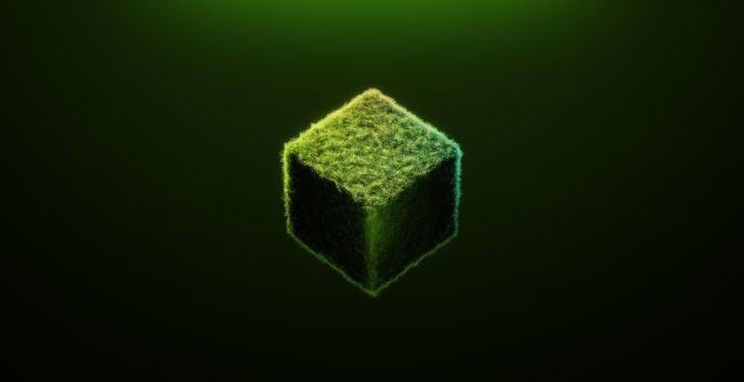 Minecraft, grass small cube, green wallpaper