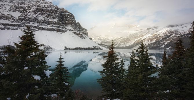 Mountains, nature, lake, Banff National Park wallpaper