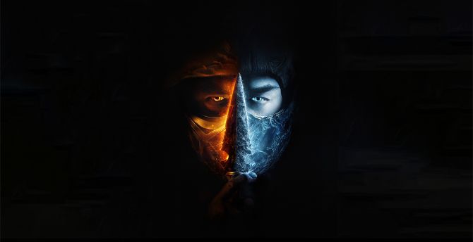 Mortal Kombat, 2021 movie, face-off, logo wallpaper