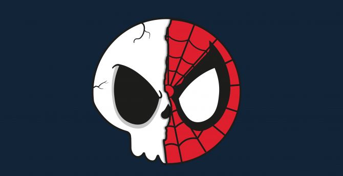 Spider-skull, spiderman, headshot, minimal wallpaper