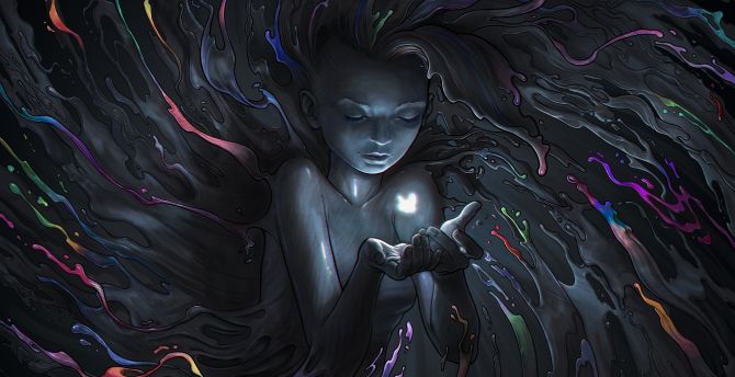 Mystic fairy girl, art, dark wallpaper
