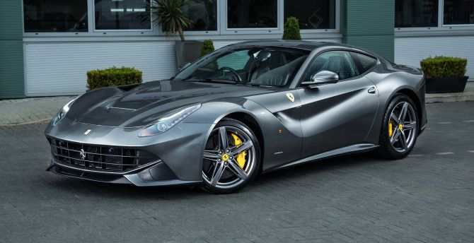 Grey, sports car, Ferrari f12berlinetta wallpaper