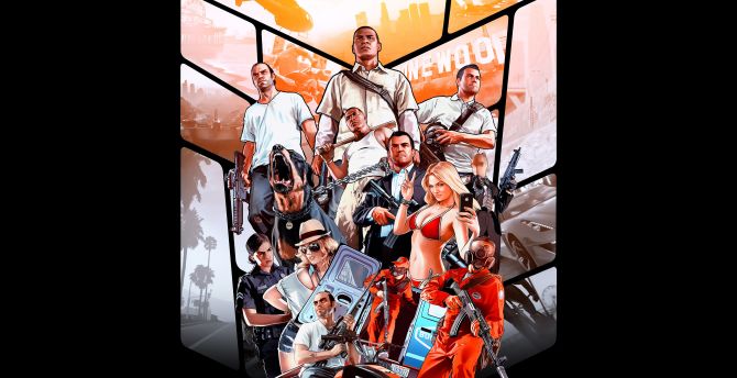 Grand Theft Auto V, poster, video game wallpaper